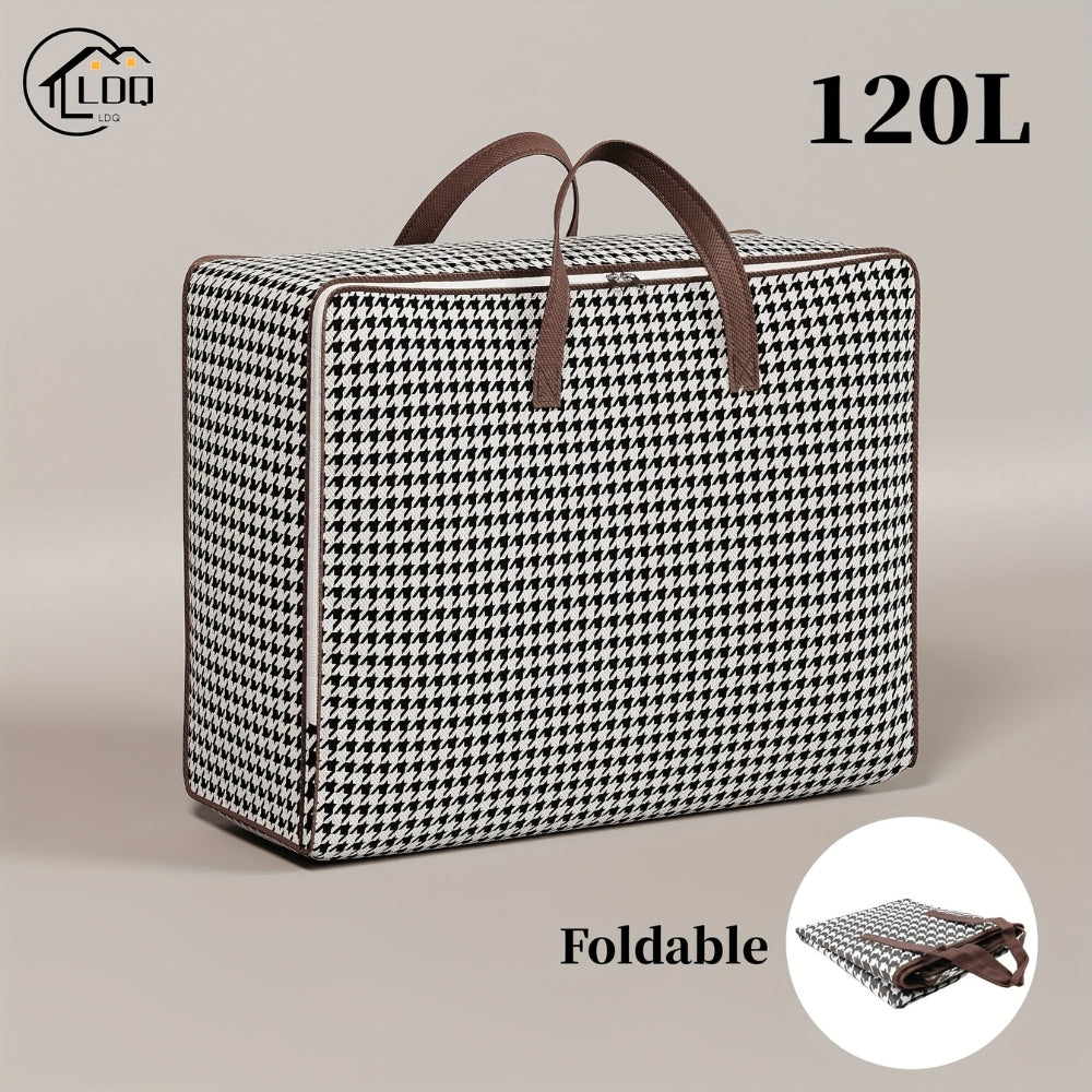 Durable Large-Capacity Houndstooth Storage Suitcase