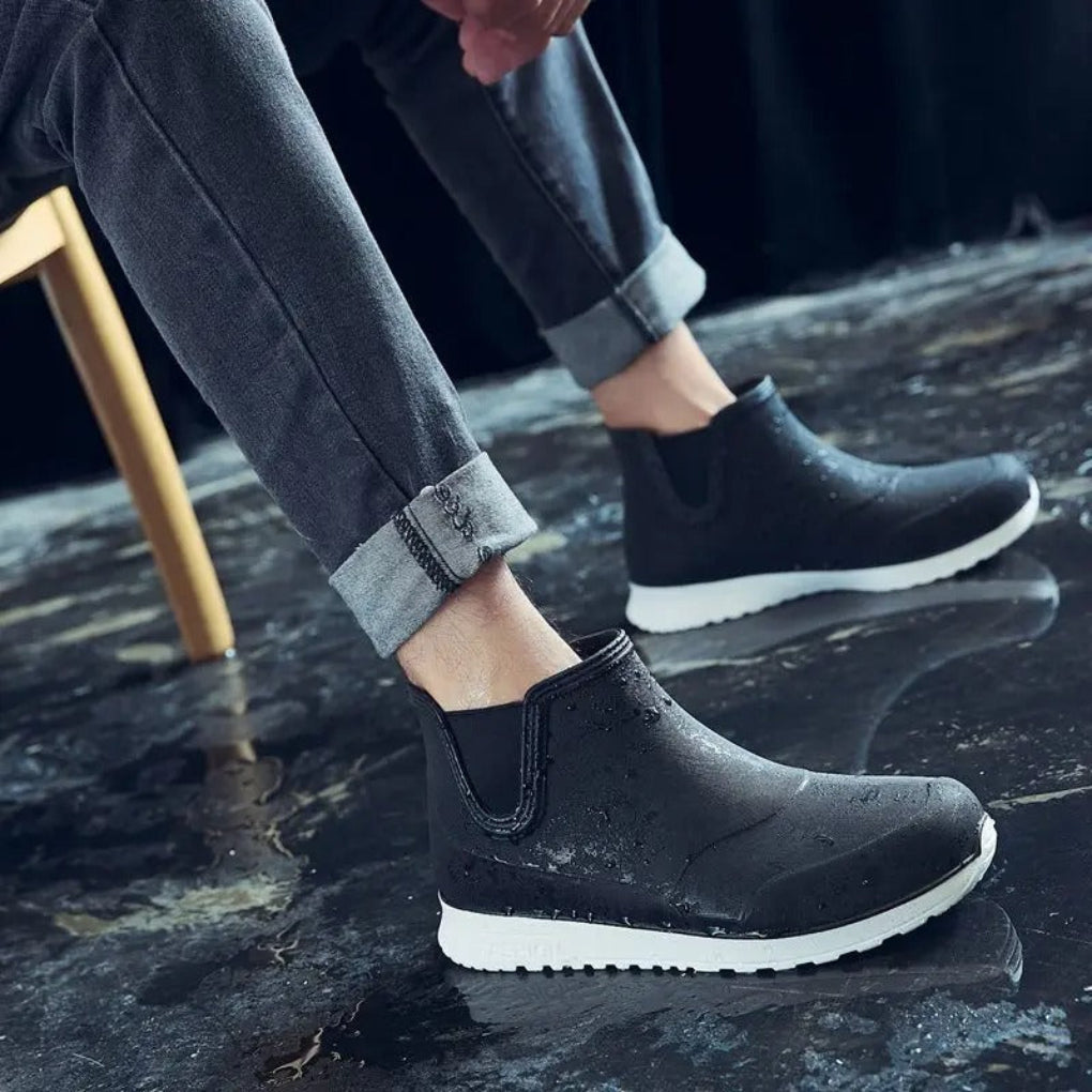 Men's Lightweight Durable Waterproof Slip-On Rain Boots