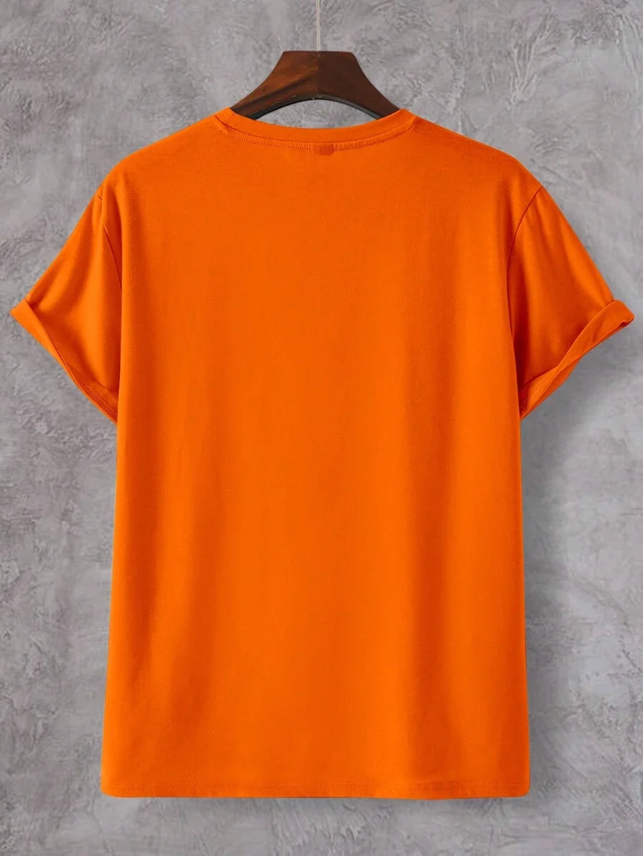 Men's Orange T-Shirt with Lion Print