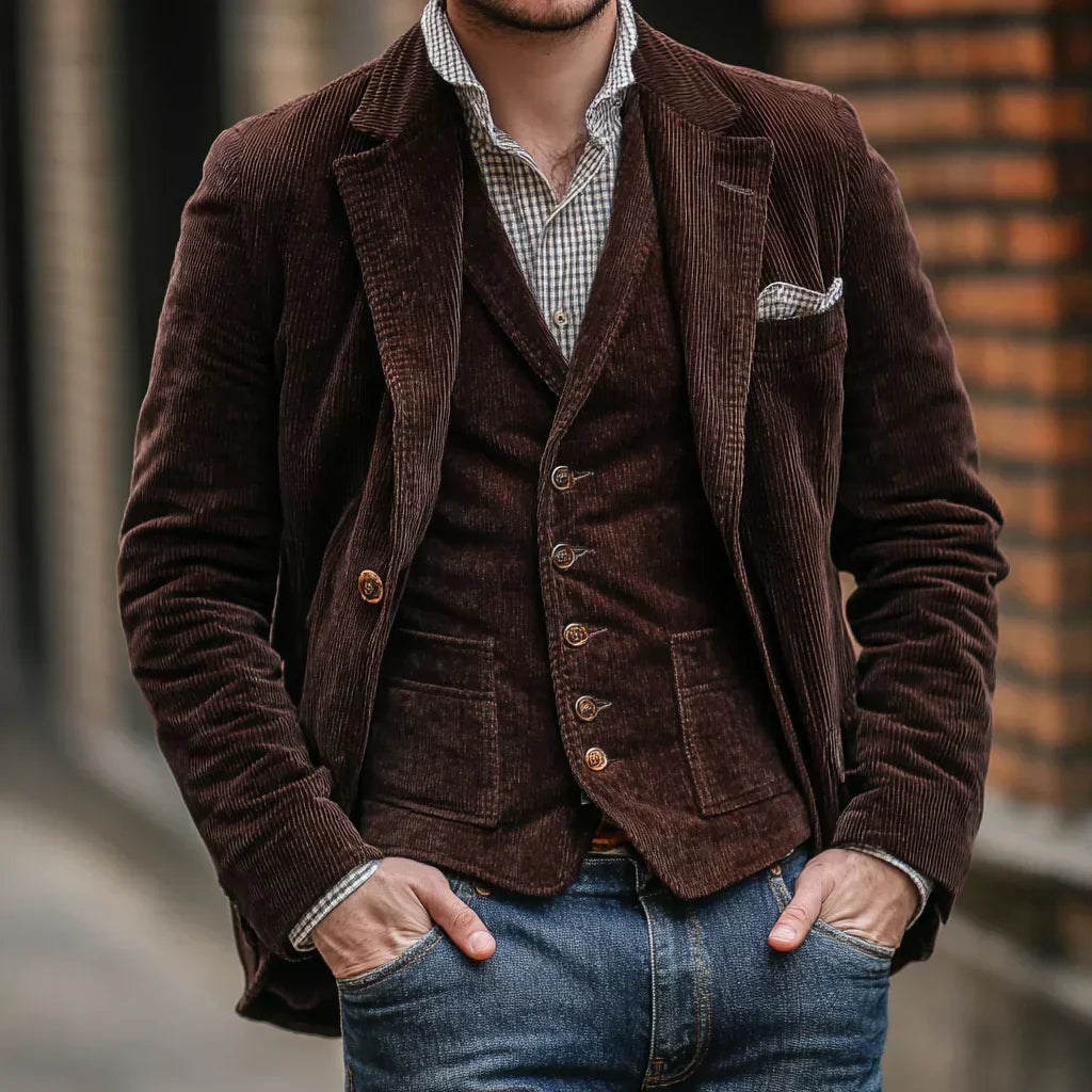 Men's Retro Blazer & Vest Set – Stylish & Versatile