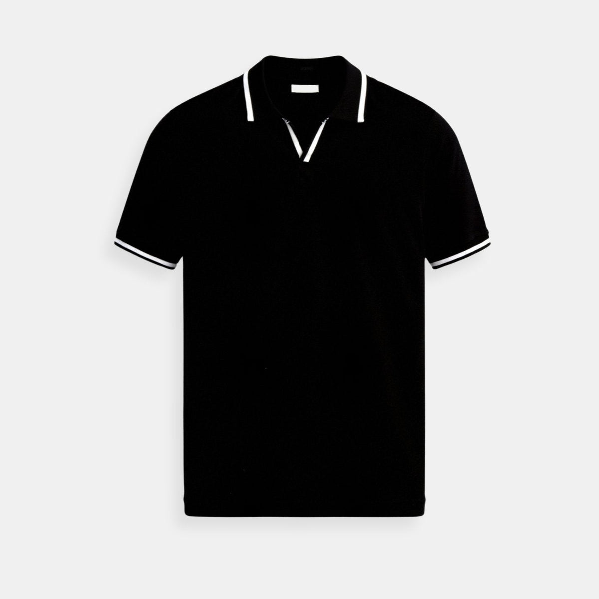Men's Slim-Fit Open-Collar Tipped Polo Shirt