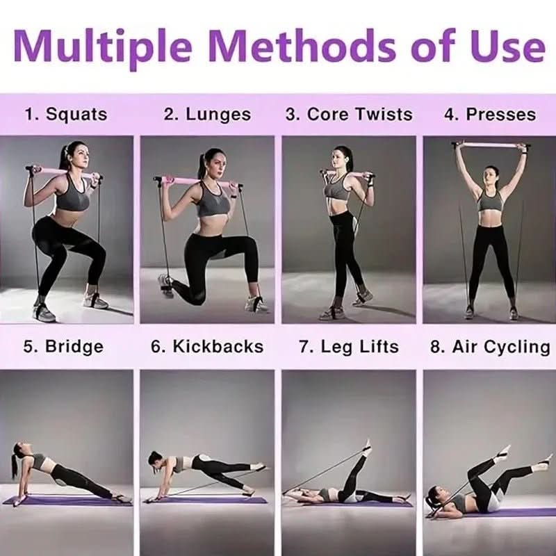 Pilates Bar Set - Portable Pilates Workout Equipment with Resistance Bands