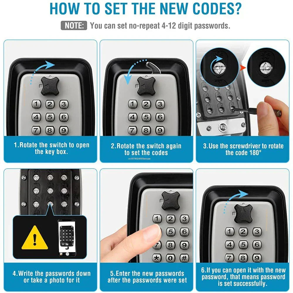 Waterproof Wall-Mounted Key Safe – Outdoor Key Storage with Combination Code