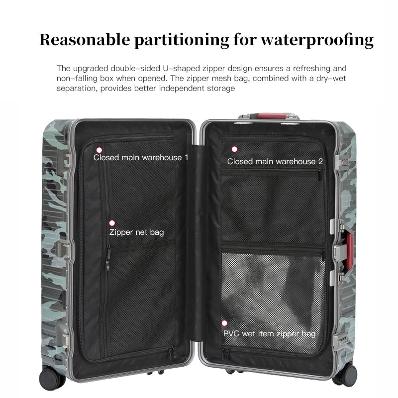 Wide Handle Hardshell Suitcase with Aluminum Frame & 360° Spinner Wheels
