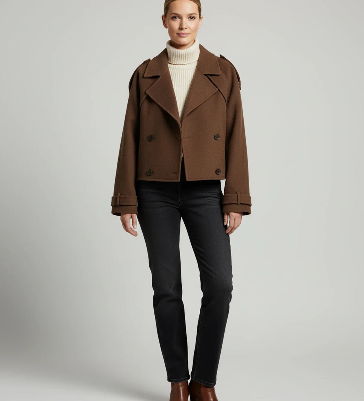 Women's Cropped Double-Breasted Coat