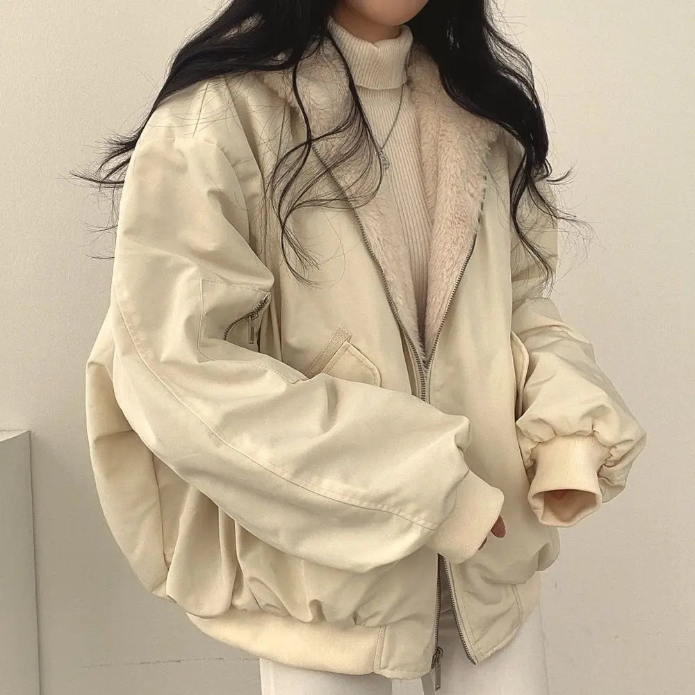 Women's Reversible Long-Sleeve Zip-Up Jacket with Pockets