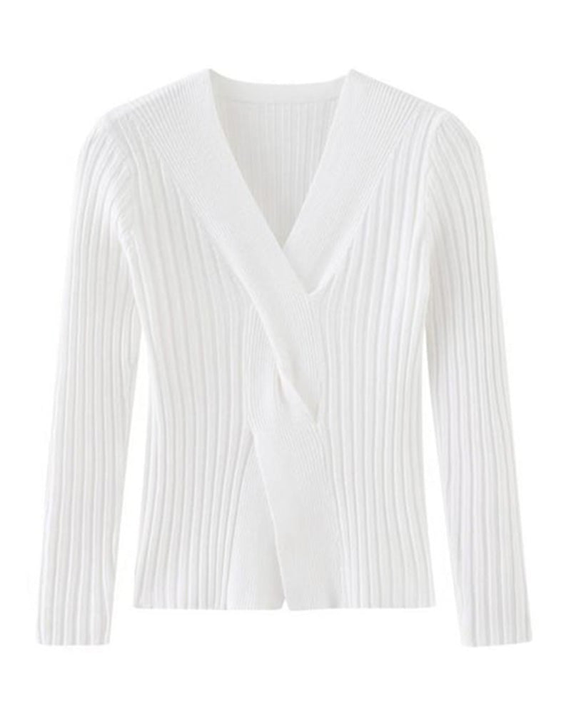 Women's Twist-Front V-Neck Sweater