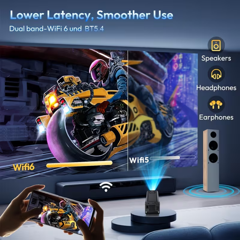 1080P Wireless Mini Projector - Portable LCD Display, 4K Input Compatible