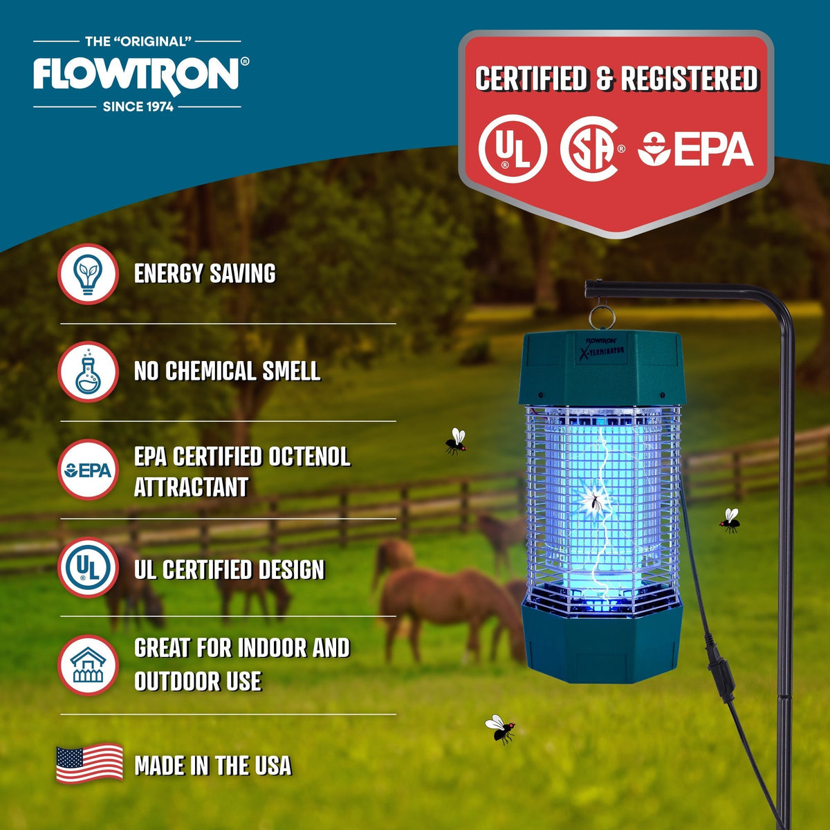 120W Outdoor Bug Zapper, 2 Acre Coverage