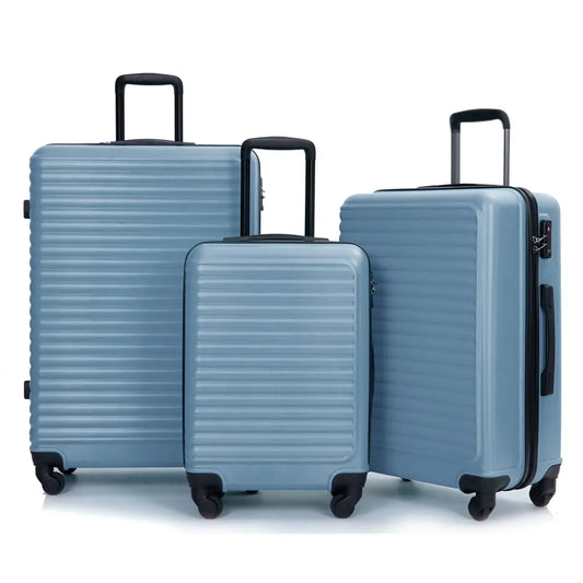 3-Piece Blue ABS Hard Shell Luggage Set