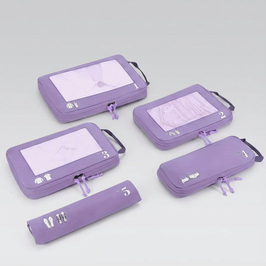 5-Piece Compression Packing Cube Set with Transparent Mesh Windows
