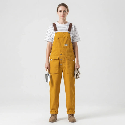 Bib Overalls with Chest Pocket - Amber