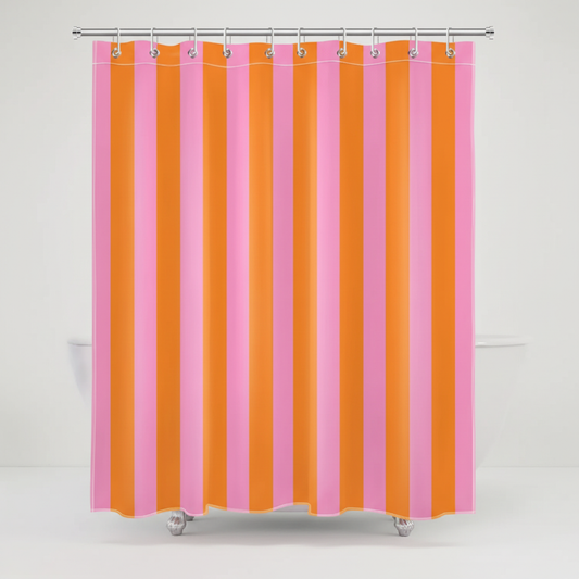 Boho Striped Fabric Shower Curtain - Water-Repellent Bathroom Decor