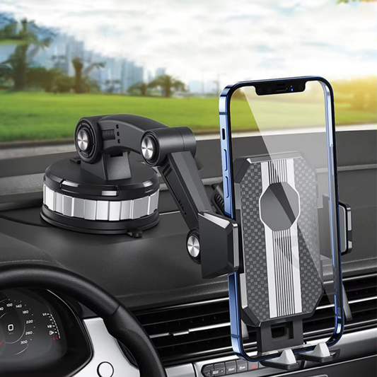 Car Phone Mount with Strong Suction Cup | 360° Rotation | One-Handed Operation