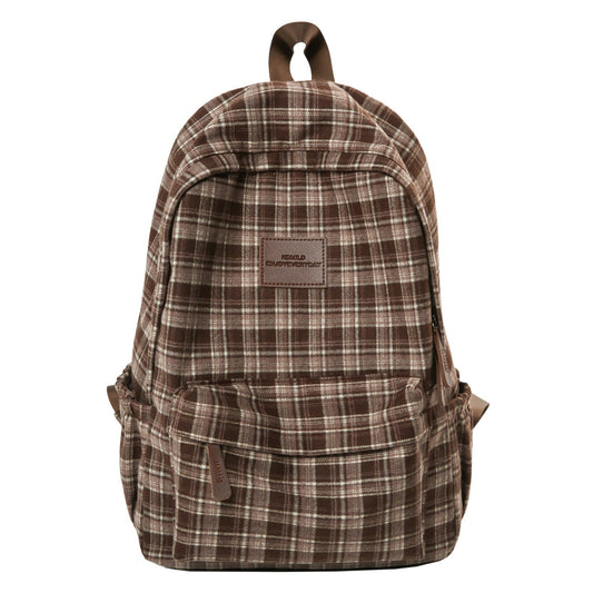 Casual Plaid School Backpack