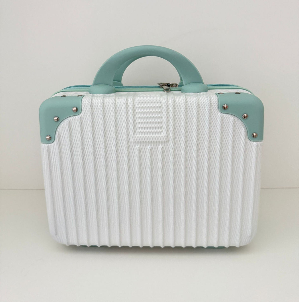 Compact Hardshell Travel Vanity, Cosmetic, and Tech Organizer with Shell, Reinforced Corners, and Removable Padded Insert