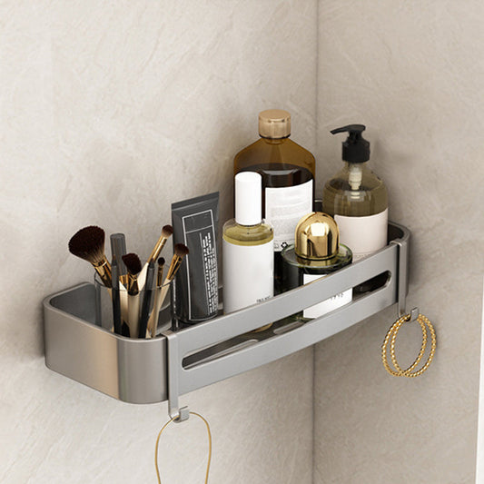 Contemporary Aluminum Bathroom Accessory Set - Gray Bath Shelf