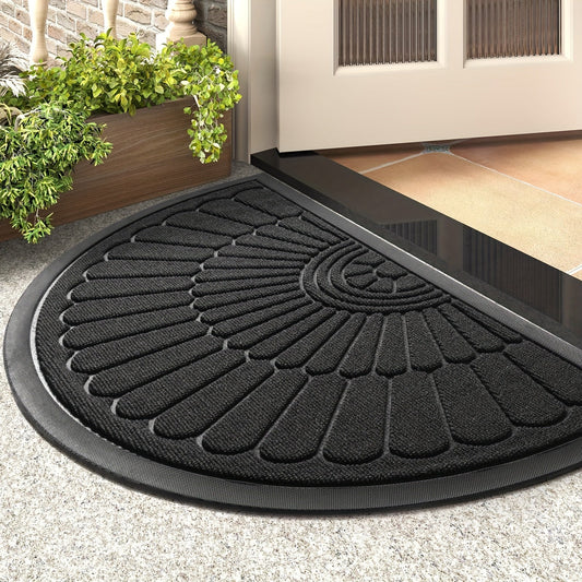 Durable Rubber Doormat - Half-Round Design for Indoor and Outdoor Use