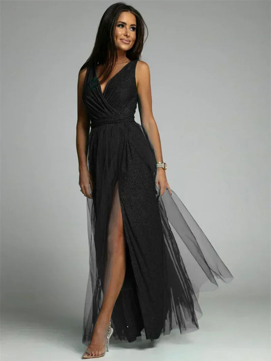 Elegant V-Neck Wrap Dress - Glamour & Comfort