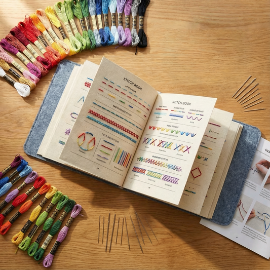 Embroidery 106-Stitch Step-by-Step Book Set - Practice on Linen Pages