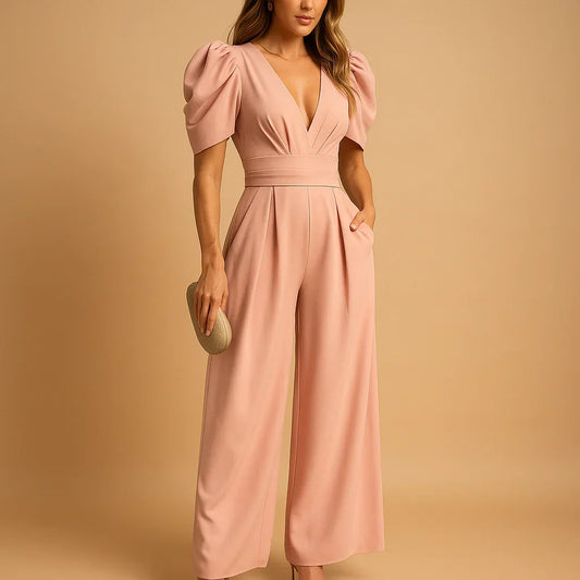 Flattering Puff-Sleeve Jumpsuit