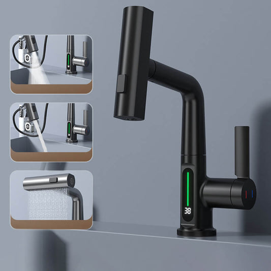 Flexible LED Kitchen and Bathroom Faucet – 360° Swivel, Pull-Out Hose and 5 Spray Modes