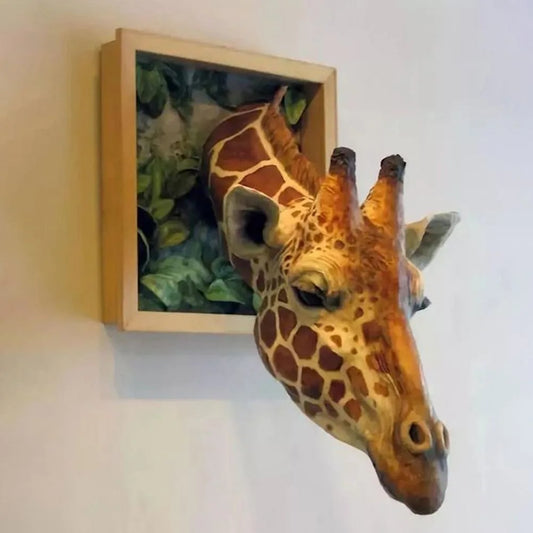 Giraffe Head Wall Hanging - 3D Sculpture - Life-Size Decoration