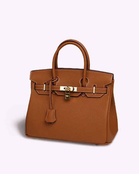 Handbag with Gold-Tone Lock Hardware