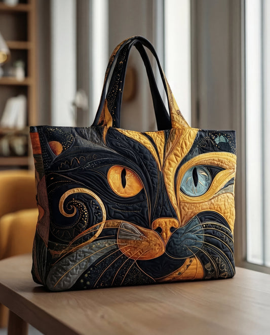 Handcrafted Tote Bag with Mystical Cat Design