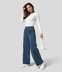 High-Waist Elastic Pants - Stylish & Comfortable
