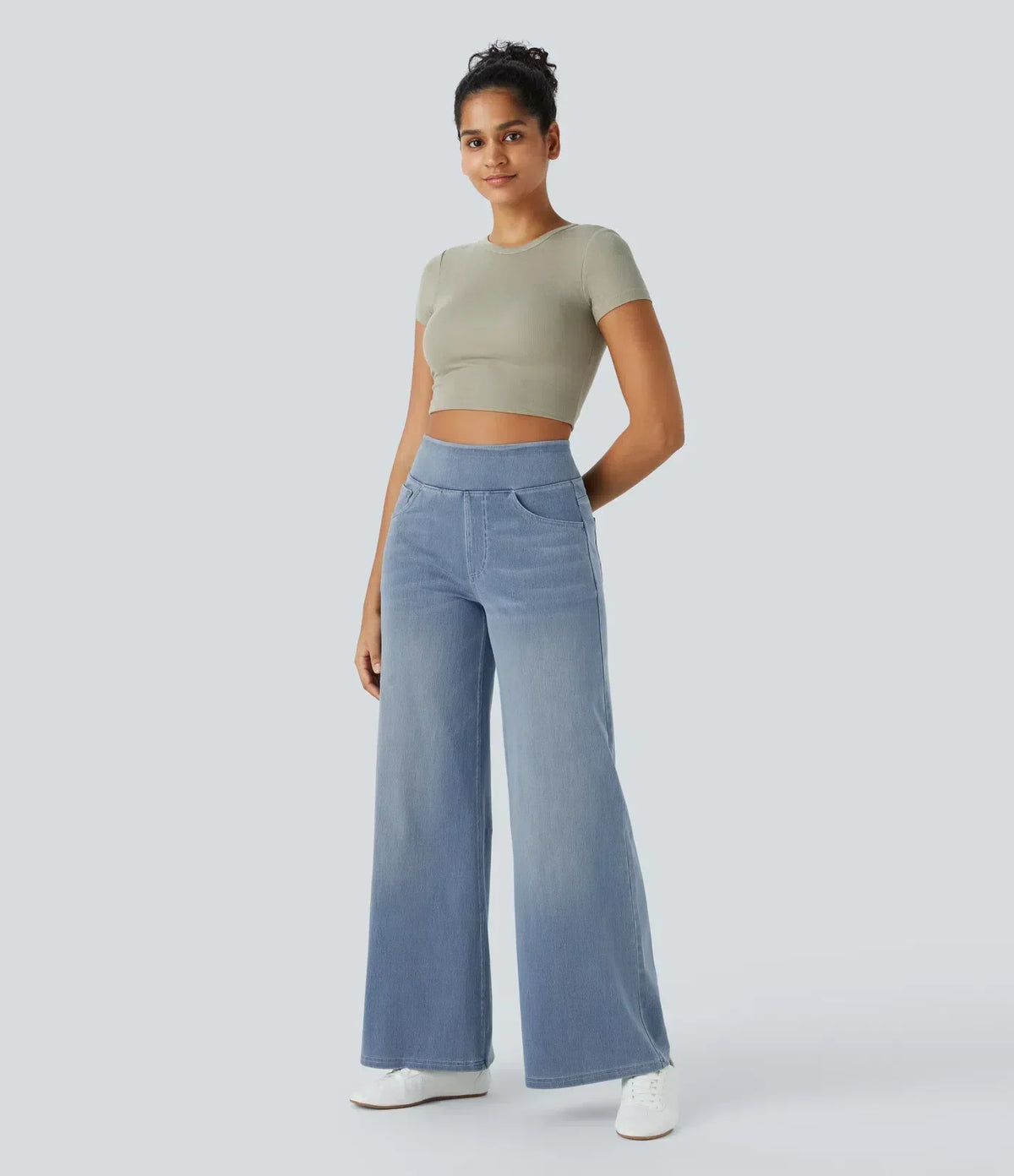 High-Waist Elastic Pants - Stylish & Comfortable