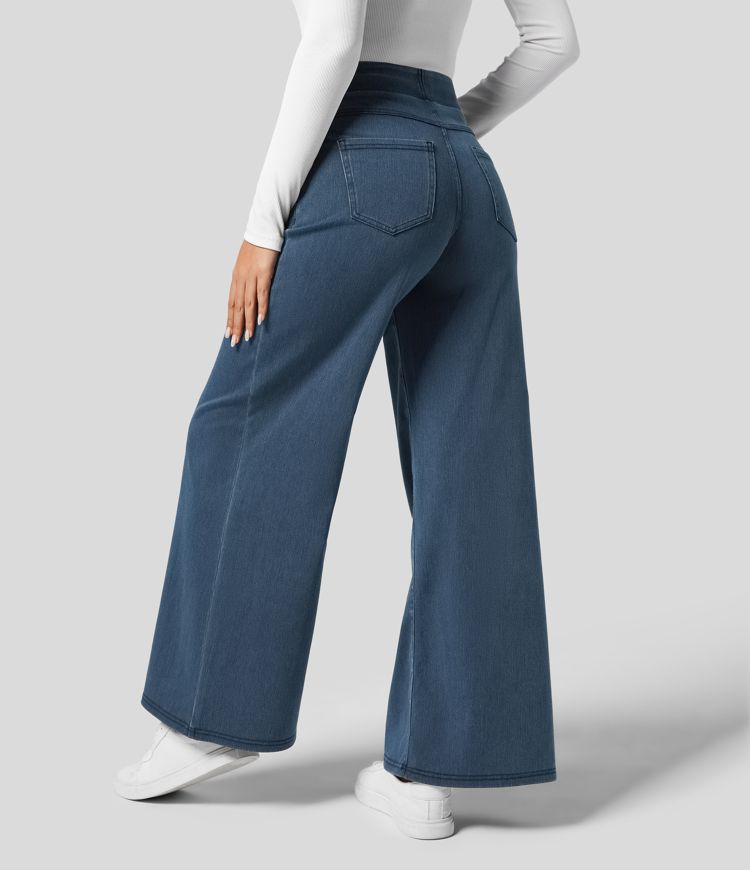 High-Waist Elastic Pants - Stylish & Comfortable