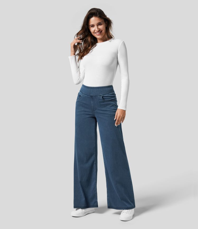 High-Waist Elastic Pants - Stylish & Comfortable