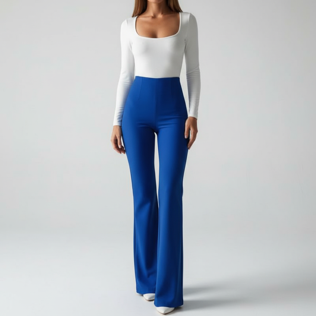 High-Waisted Flared Trousers