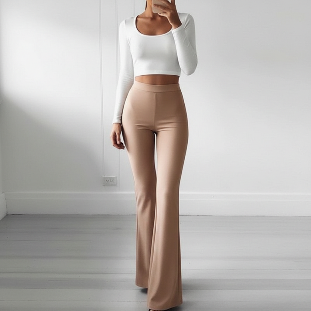 High-Waisted Flared Trousers