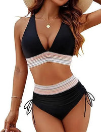 High-Waisted Two-Piece Drawstring Bikini