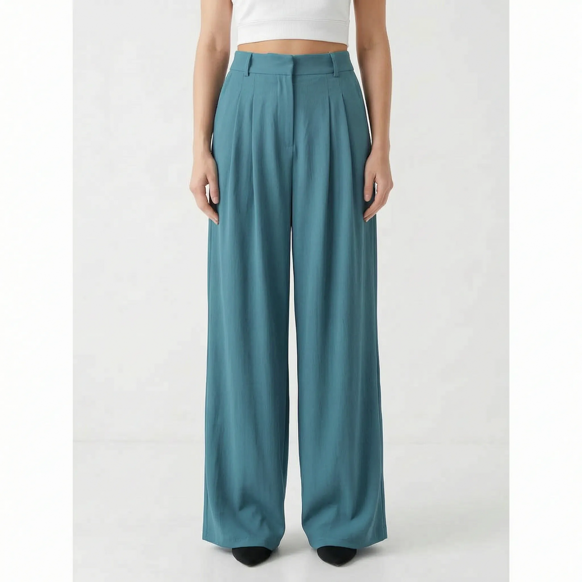 High-Waisted Wide-Leg Trousers