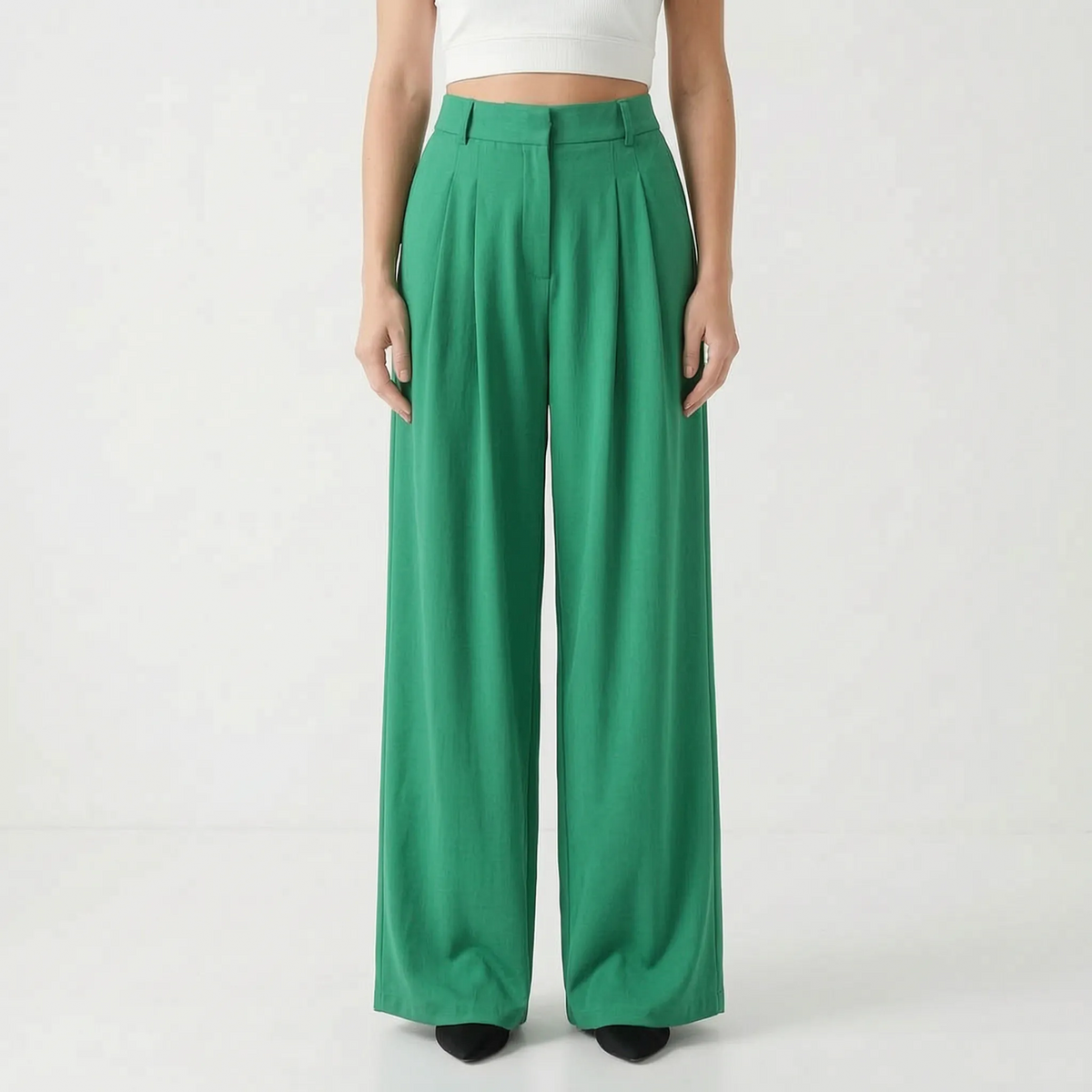 High-Waisted Wide-Leg Trousers