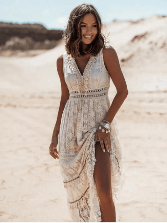 Loose Boho Maxi Dress with Stylish Details