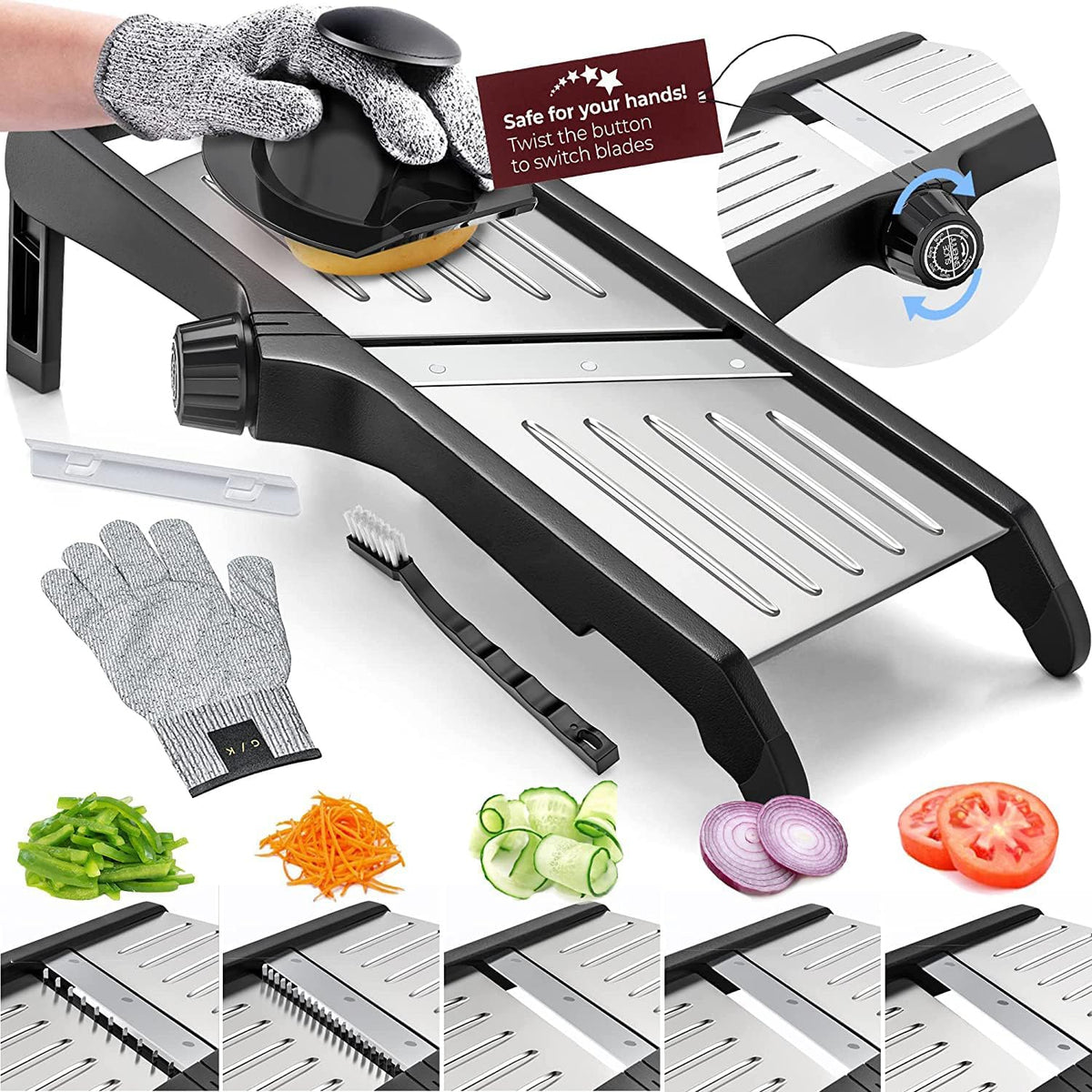 Mandoline Slicer Safety Set with Cut-Resistant Gloves