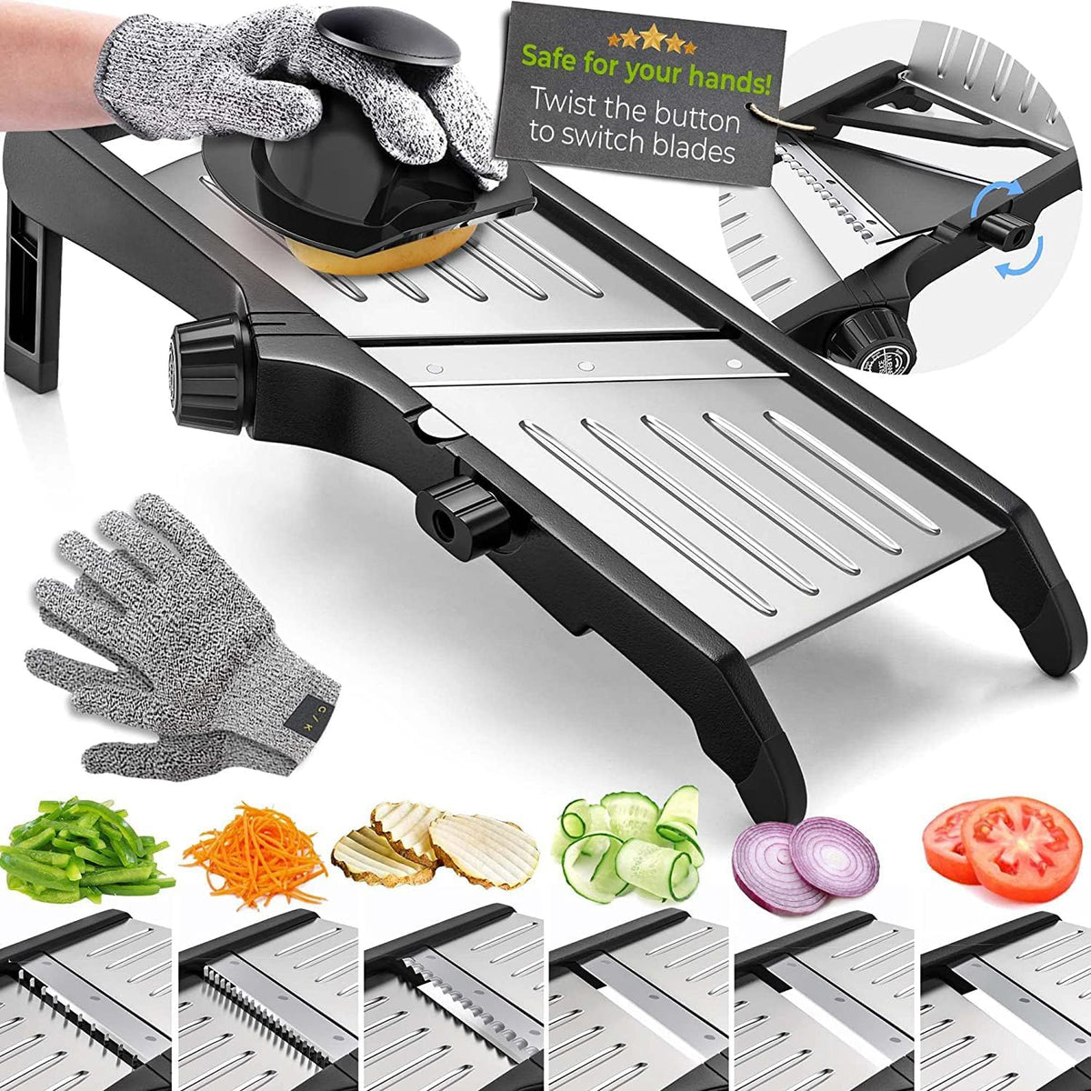 Mandoline Slicer Safety Set with Cut-Resistant Gloves