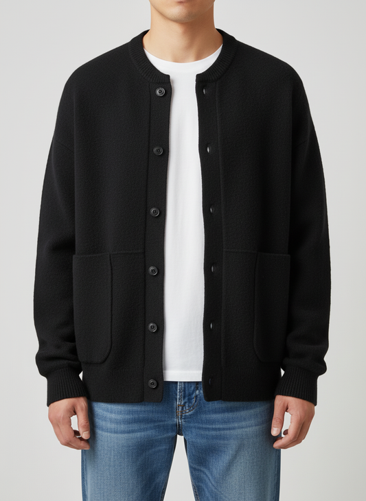 Men's Button-Front Crew Neck Sweater