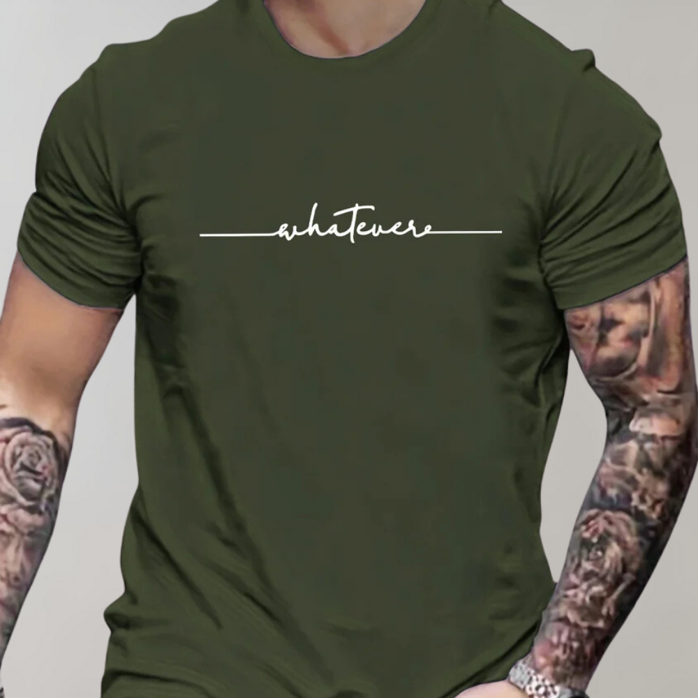 Men's Casual Crew Neck T-Shirt with Minimalist Print