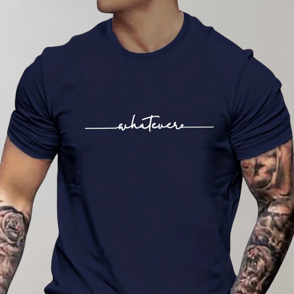 Men's Casual Crew Neck T-Shirt with Minimalist Print