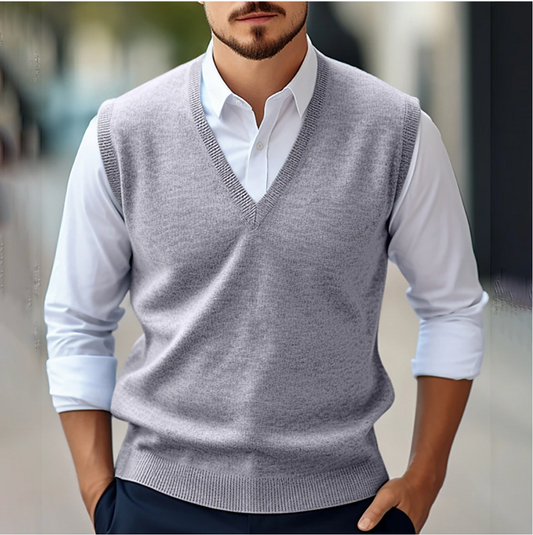 Men's Sleeveless V-Neck Sweater Vest - Spring and Autumn Fashion