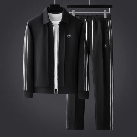 Men's Tracksuit Set with Zip-Up Jacket and Joggers