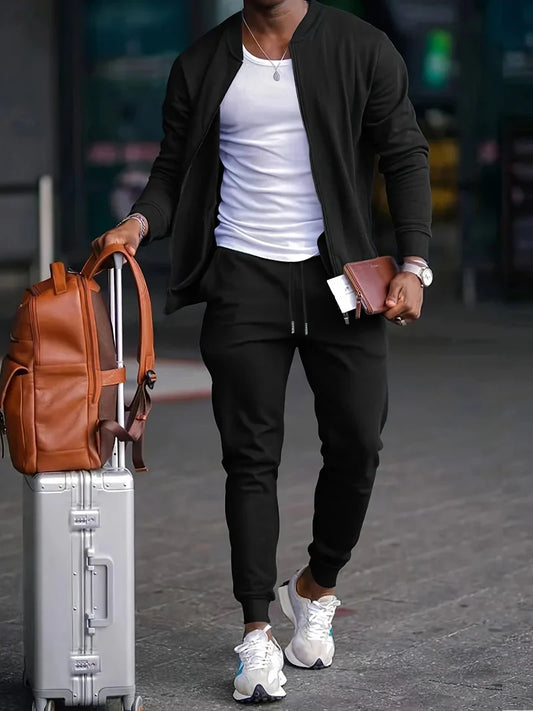 Men's Zip-Up Jacket and Pants Set