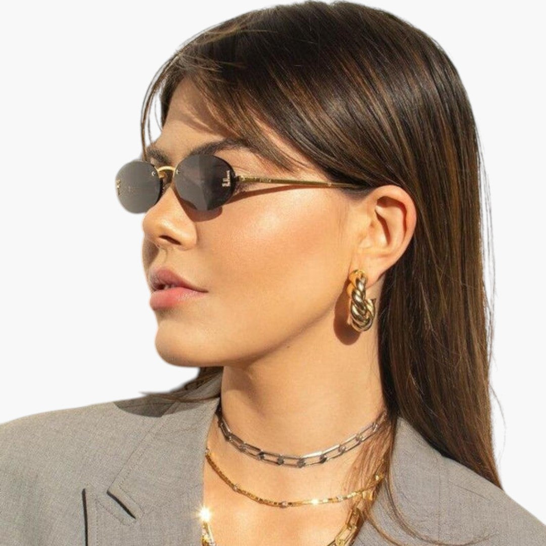 Oval rimless sunglasses
