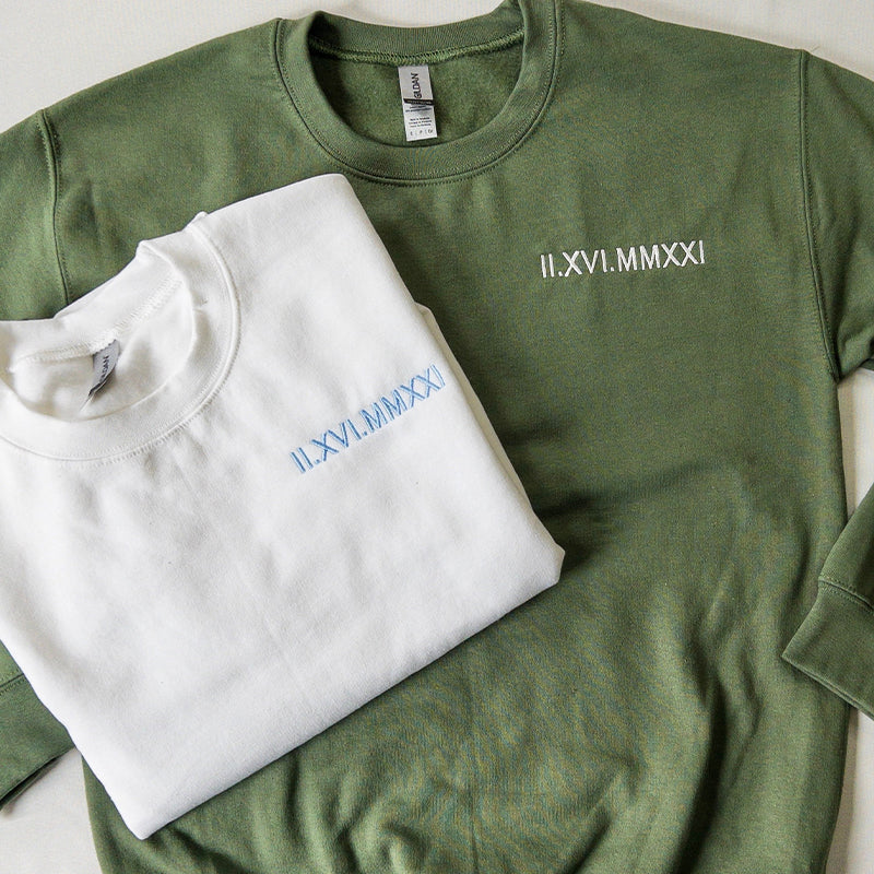 Personalised Matching Couples Hoodies with Roman Numeral Date