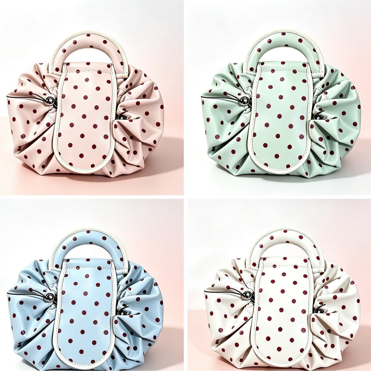 Polka Dot Toiletry Bag with Ruffle Details